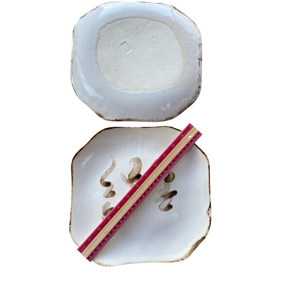 VTG Signed Handcrafted Ceramic Plates Abstract Earth Brushstroke Design Set Of 2 - Picture 10 of 13